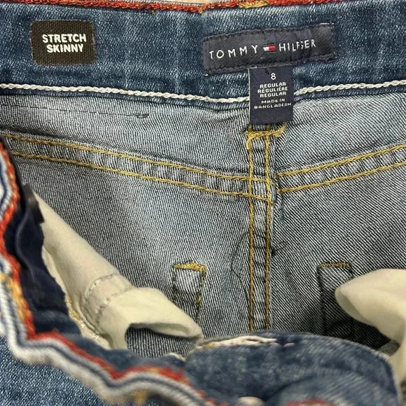 Boys Tommy Hilfigier Stretch Skinny Blue Jeans With Adjustable Waist Size 8 - Picture 5 of 5
